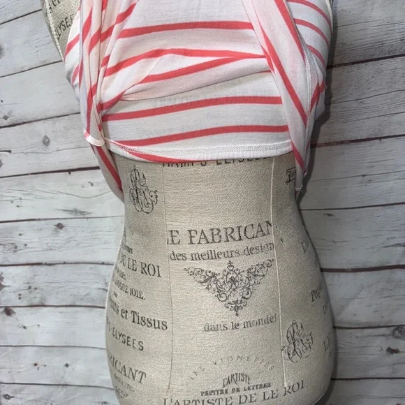 Ultra Flirt Coral and White Striped Top - Picture 5 of 5